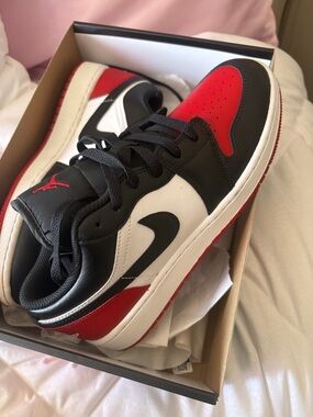 Nike Low-Top Sneakers in Red, Black, and White